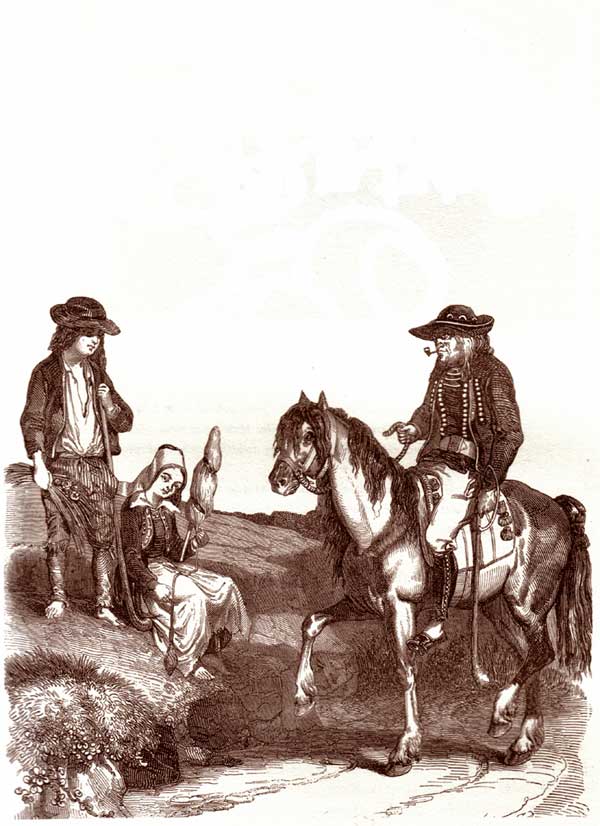Costumes d'hommes de Bretagne : Alfred De Courcy. 1842 Courcy-breton-cheval-enfants